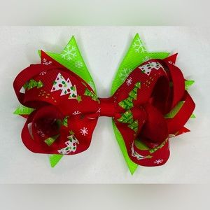 Boutique Christmas Tree Hair Bow Clip